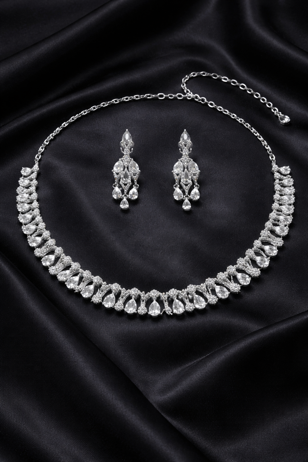 The Silver-Tone Pear-Cut Radiance Set