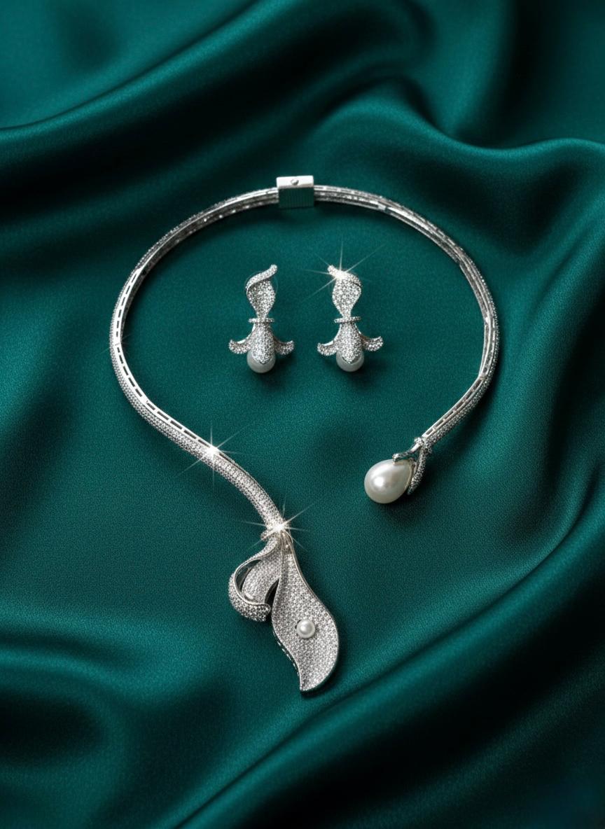 The Sculpted Pearl & Petal Cuff Set
