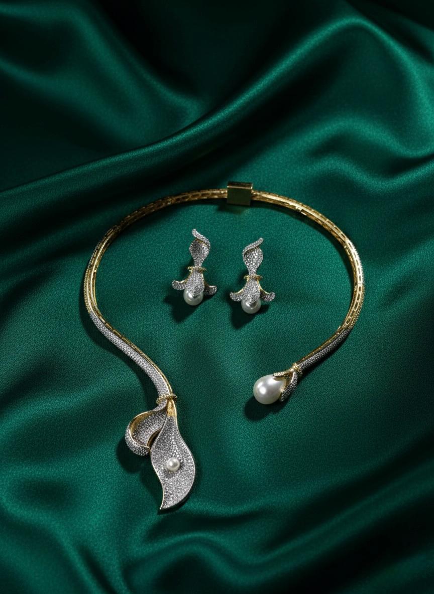 The Sculpted Pearl & Petal Cuff Set