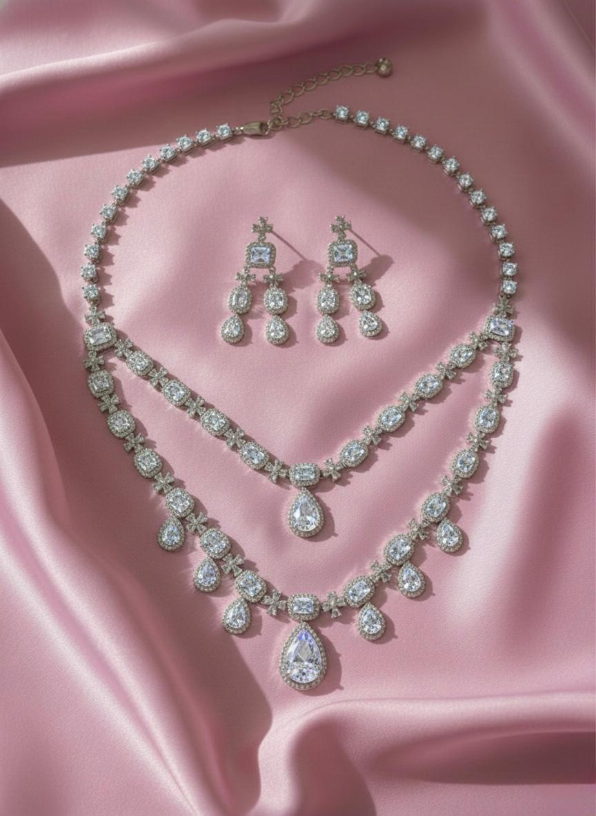 Whispering Petals: A Layered Masterpiece Necklace Set
